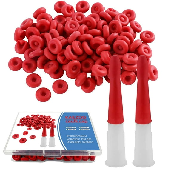 100 Pcs Caulk Caps, Reusable Saving Cap, Caulking Tool Accessory, Caulk Sealer Saver for Open Caulking Tube Sealing and Preserving, with Storage Box for Easy Storage