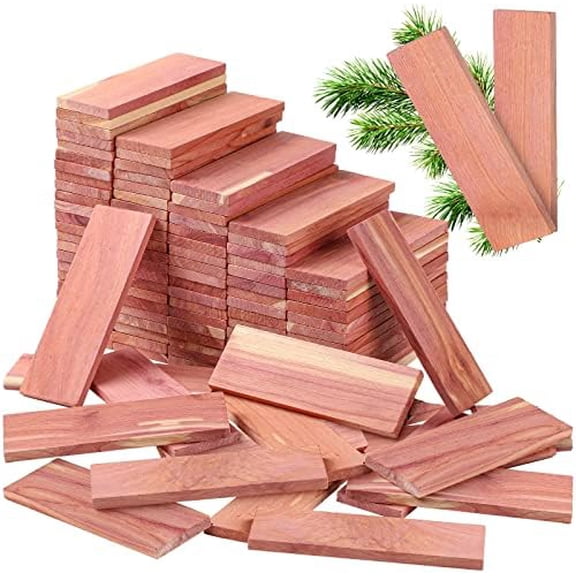 100 Pcs Cedar Blocks for Clothes Storage Aromatic Cedar Balls Cedar Blocks for Closet Red Wood Planks Natural Cedar Accessories for Drawers and Closet Storage$$Home Decor, Kitchen, & Other