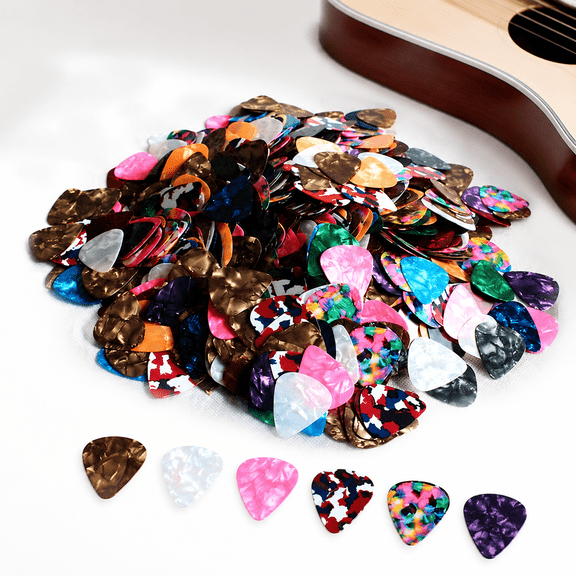 100 Pcs Celluloid Guitar Picks, 0.46mm Thin Gauge Assorted Color Plectrums, Musical Instrument Accessories for Acoustic & Electric Guitar