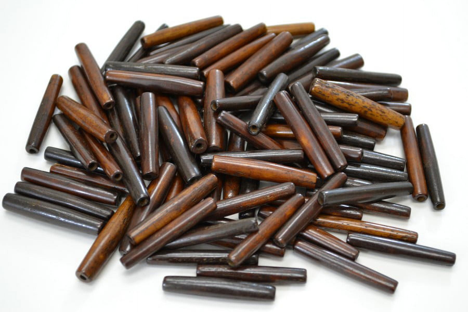 100 Pcs Chocolate Brown Buffalo Bone Hairpipe Tube Beads 1 1/2"