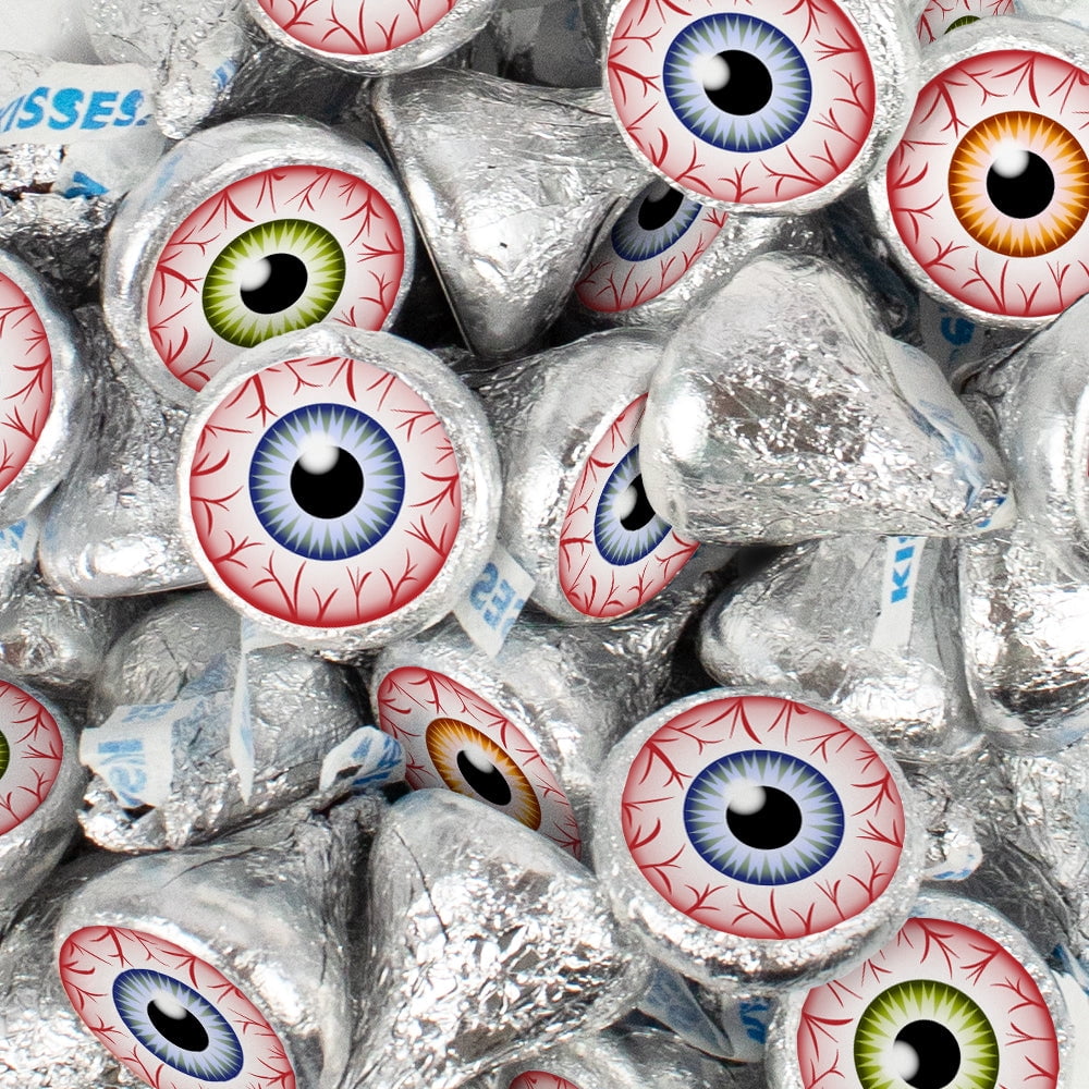 85 pcs Halloween Party Candy Chocolate Hershey's Kisses by Just Candy (13.6oz) - Eyeballs