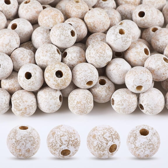 100 Pcs Christmas Boho Farmhouse Wood Bead Natural Vintage 16mm Round Wooden Beads with Holes for Crafts Handmade DIY Garland Home Party Holiday Decor