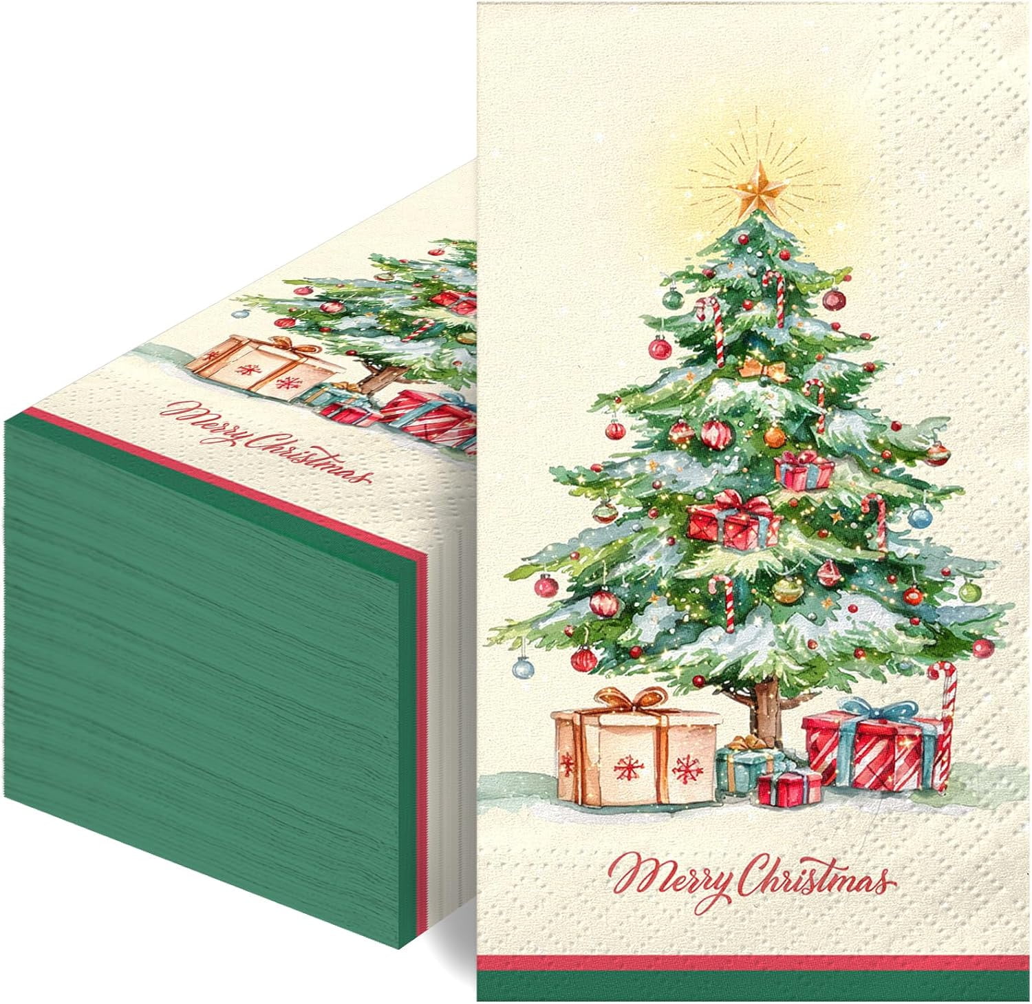 100 Pcs Christmas Disposable Paper Decorative Guest Napkins | Xmas Dinner Hand Napkin For Home Kitchen Bathroom Wedding Holiday Decor