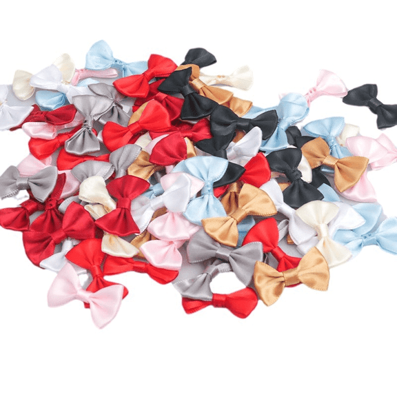 100 Pcs Christmas Mini Bow Tiny Twist Tie Bow Handmade Craft Ribbon Bow Hair Small Bow Holiday Bow Craft Supply for DIY Sewing Party Decor