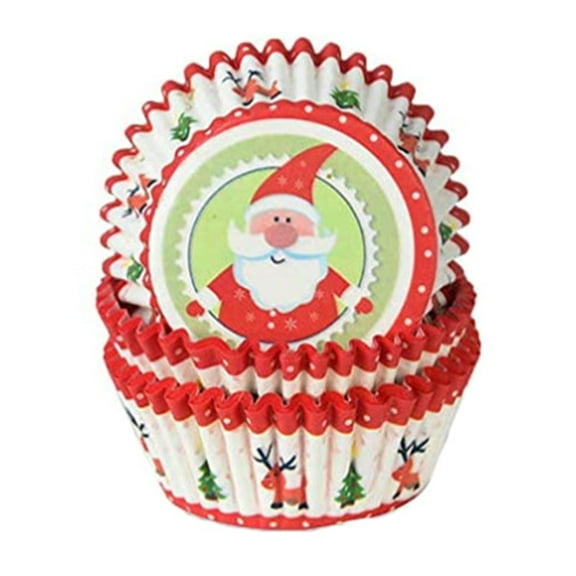 100 Pcs Christmas Party Cupcake Liners Christmas Paper Baking Cups for Santa Holiday Chocolate Cake Making Supplies Mini Muffin Liners Small Cupcake Wrappers Xmas Paper Candy Cups
