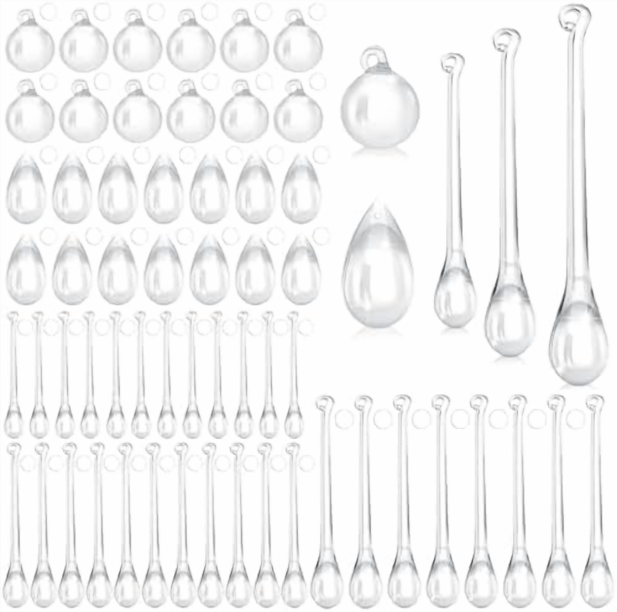 100 Pcs Christmas Tree Ornaments Clear Acrylic Hanging Teardrop Ornaments 5 Styles Christmas Crystal Chandelier Pendant Crystals for Centerpieces Chandelier Wedding Decor (Clear)