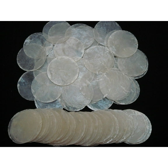100 Pcs Circle Round Natural Capiz Seashell Blank Discs 1 1/2"