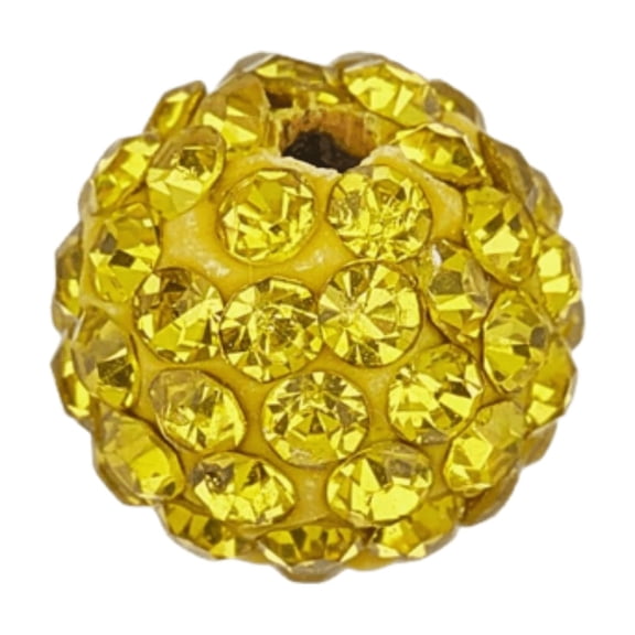 100 Pcs Citrine Rhinestone Beads, Sparkle Crystal Beads, Shiny Round Shamballa Disco Ball Beads, 10mm Crystal Diamond Beads for Bracelet Necklace Earring Jewelry Making Christmas Decor