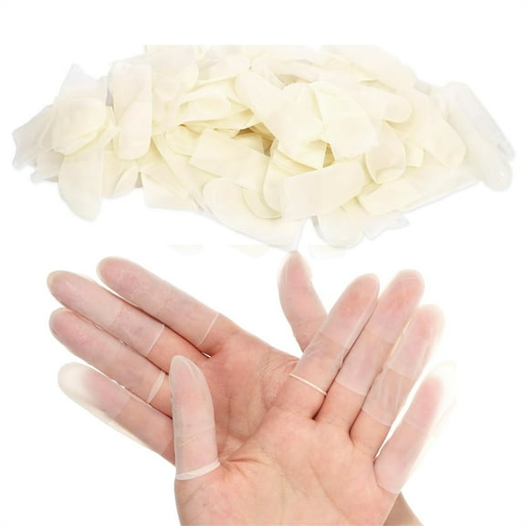 100 Pcs Clear Disposable Finger Cots, Topboutique Latex Finger Tip Protectors for Precision Tasks, Jewelry Cleaning, Electronic Repair, Craft Projects, Nail Art & Massage (S)