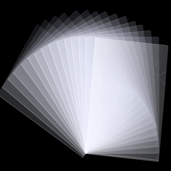 100 Pcs A4 Size Clear Document Folder, Transparent L-Type, Plastic