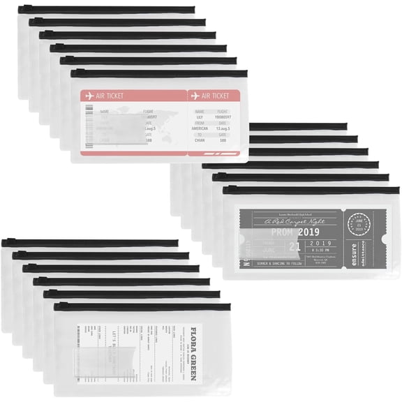 100 Pcs Clear Plastic Envelopes, Plastic Zipper Pouches with Label Pocket, A6 Clear Zipper Pouches for School Office Supplies, 9.2 x 4.7