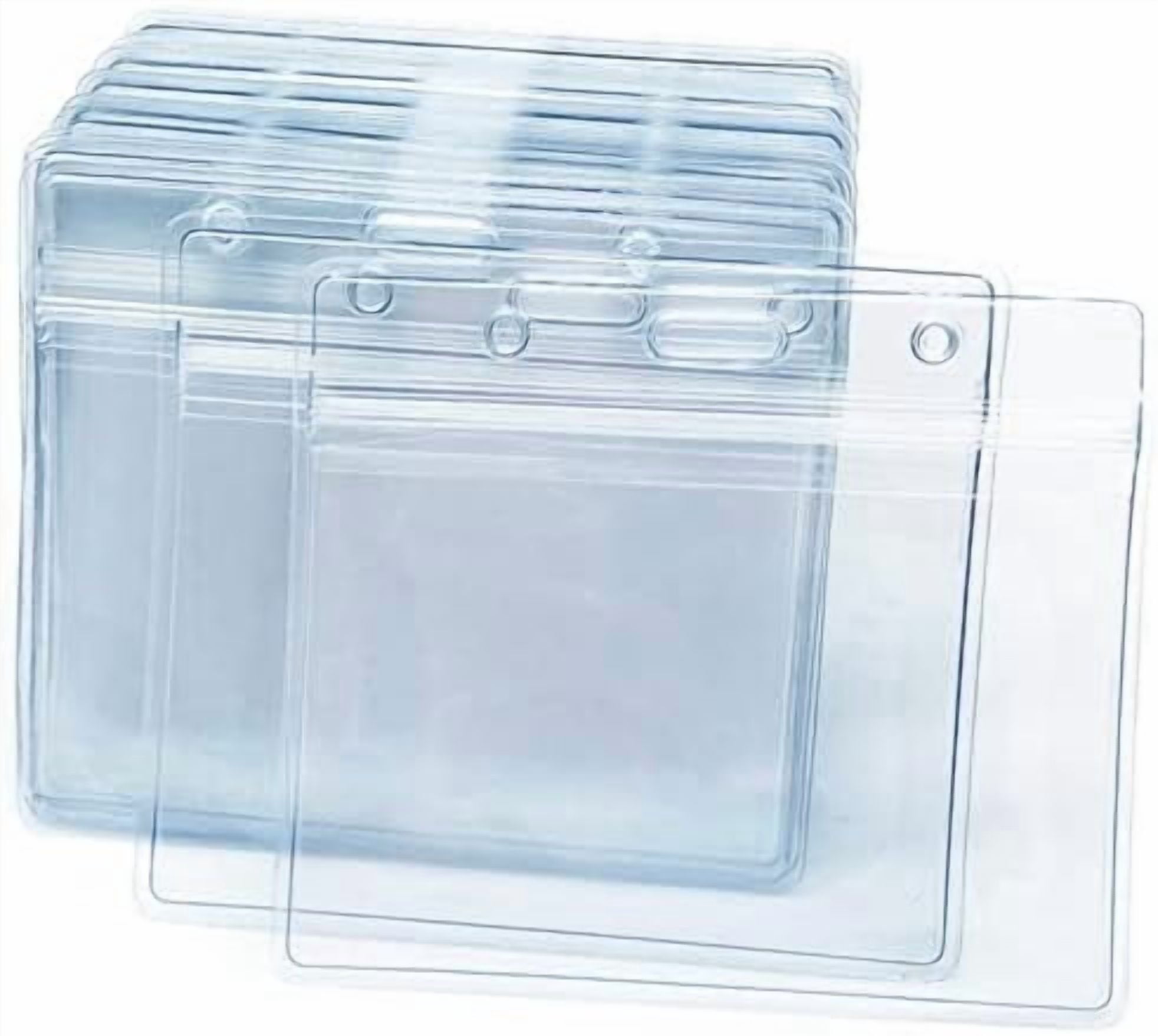 100 Pcs Clear Plastic Horizontal Name Badge ID Card Holders
