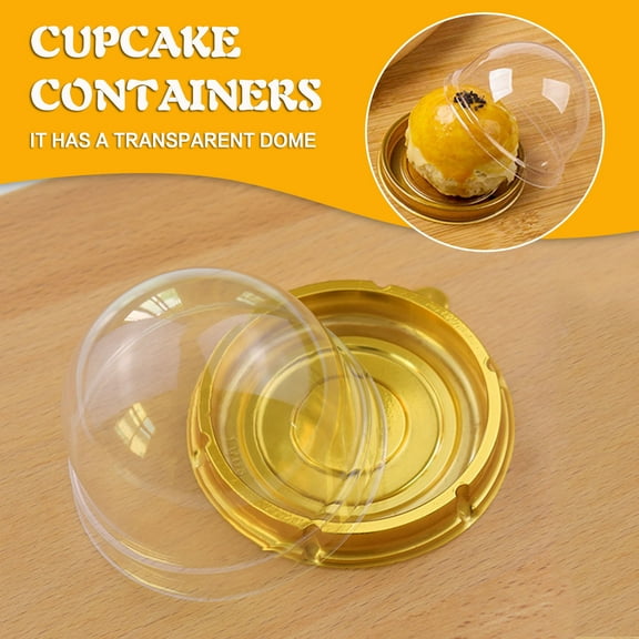 100 Pcs Clear Plastic Mini Cake Boxes with Dome Lids, Mini Muffin Containers Boxes Mooncake Dome Boxes Pastry Baking Packaging Boxes Wedding Birthday Gifts Supplies