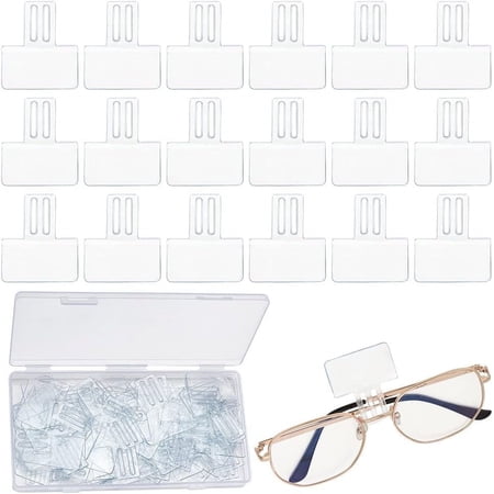 100 Pcs Clear Plastic Price Tag Holders for The Frame of Glasses Mini Rectangle Label Holders