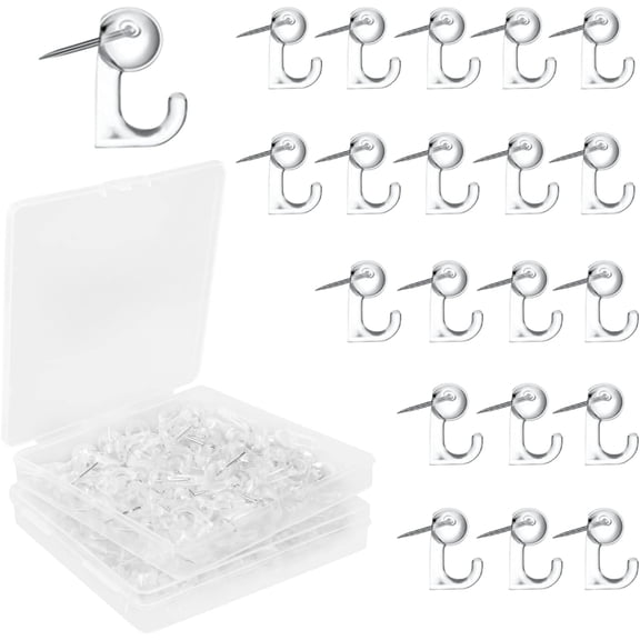 100 Pcs Clear Push Pin Hooks Plastic Wall Thumb Tacks for Cork Board Bulletin Map Photos