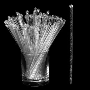 100 Pcs Clear Swizzle Sticks Ball Head Stirrer Disposable Plastic Round Top Swizzle Sticks Crystal Cake Pops Bar Cocktail Coffee Drink Stirrers for Party Wedding Supplies(Silver)