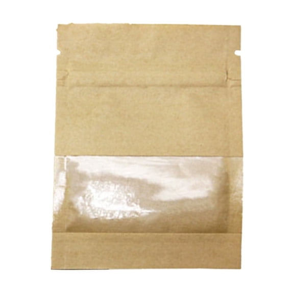 100 Pcs Clear Window Kraft Paper Resealable Bag Seed Packets Small Coin Envelopes Heat Seal Pouch with Tear Notch for Sample Gift Party Favor 3.54*2.76In