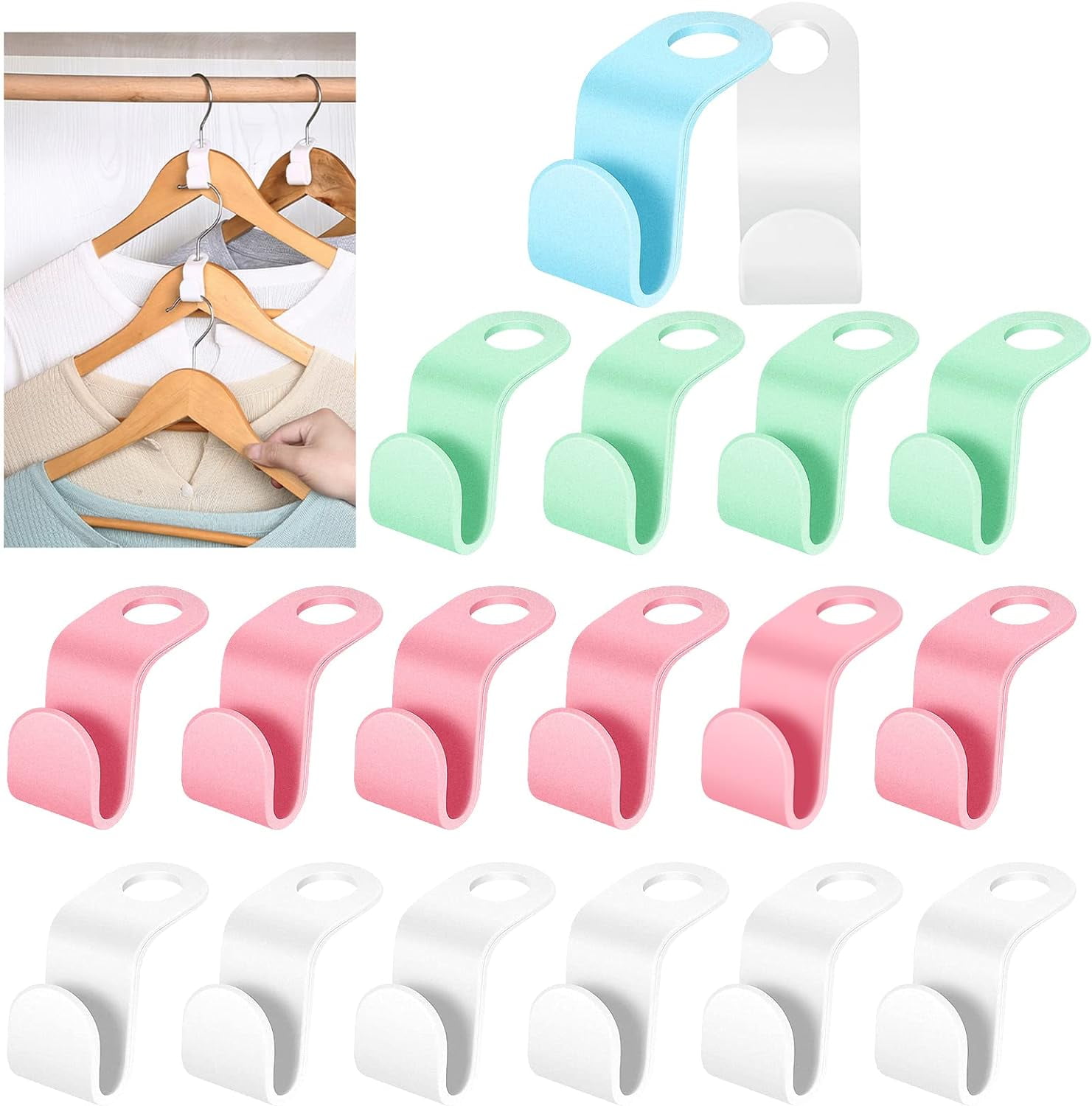 100 Pcs Connecting Buckle Hooks for Hangers,Space Saving Triangles Hanger  Connectors Extender Clips Pack Clothes Hat Collapsible Hangers Accessory  for Closet Clothes Organizer 