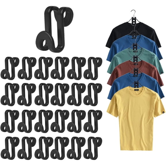 100 Pcs Clothes Hanger Connector Hooks, Wardrobe Hanger Extender Clips, Cascading Connection Hooks for Clothes Cabinet Closet Organizer Space Savers Outfit Hangers Accessory (Black)