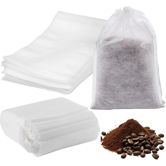 100 Pcs Cold Brew Coffee Filter Bags,Happon 7.09in x 9.84in No Mess Cold Brew Coffee Filters,Disposable Mesh Brewing Bags Tea Filter Bag with Drawstring for Cold Brew Coffee or Tea