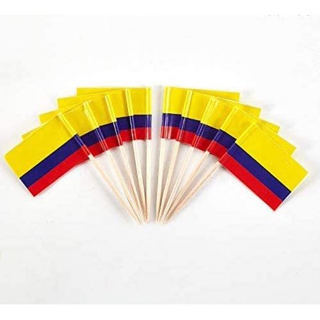 100 Pcs Colombia Flags Colombian Toothpick Flags, Small Mini Stick Cupcake Toppers Colombian Flags,Country Picks Party Decoration Celebration Cocktail Food Bar Cake Flags
