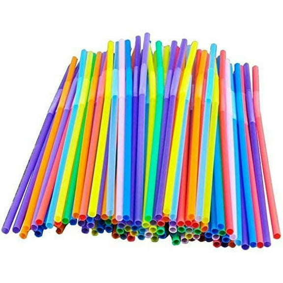 100 Pcs Colorful Flexible Drinking Straws, 10.2 Inches Extra Long Colorful Disposable Bendy Party Fancy Straws