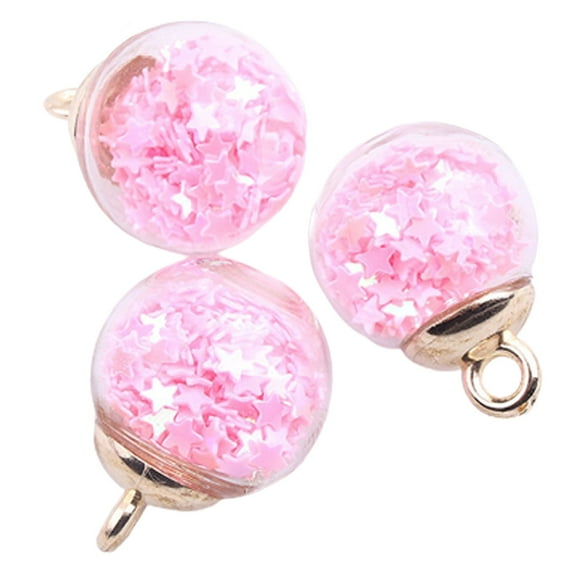 100 Pcs Colorful Glass Ball Pendants Glass Charms with Tiny Shiny Star Craft Accessory for DIY Necklace Bracelet Earring Craft Jewelry Making Charms DIY