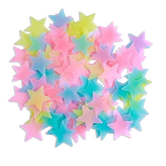 100 Pcs Colorful Glow in The Dark Luminous Stars Fluorescent Noctilucent Plastic Wall Stickers Murals Decals for Home Art Decor