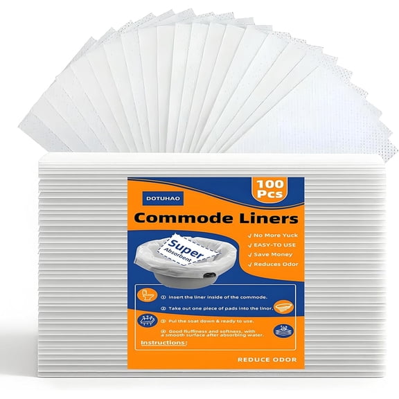 100 Pcs Commode Liners, Commode Pads for Disposable Bedside Commode Liners, Adult Chairs, Portable Buckets & Camping Toilet Bags (100PCS)