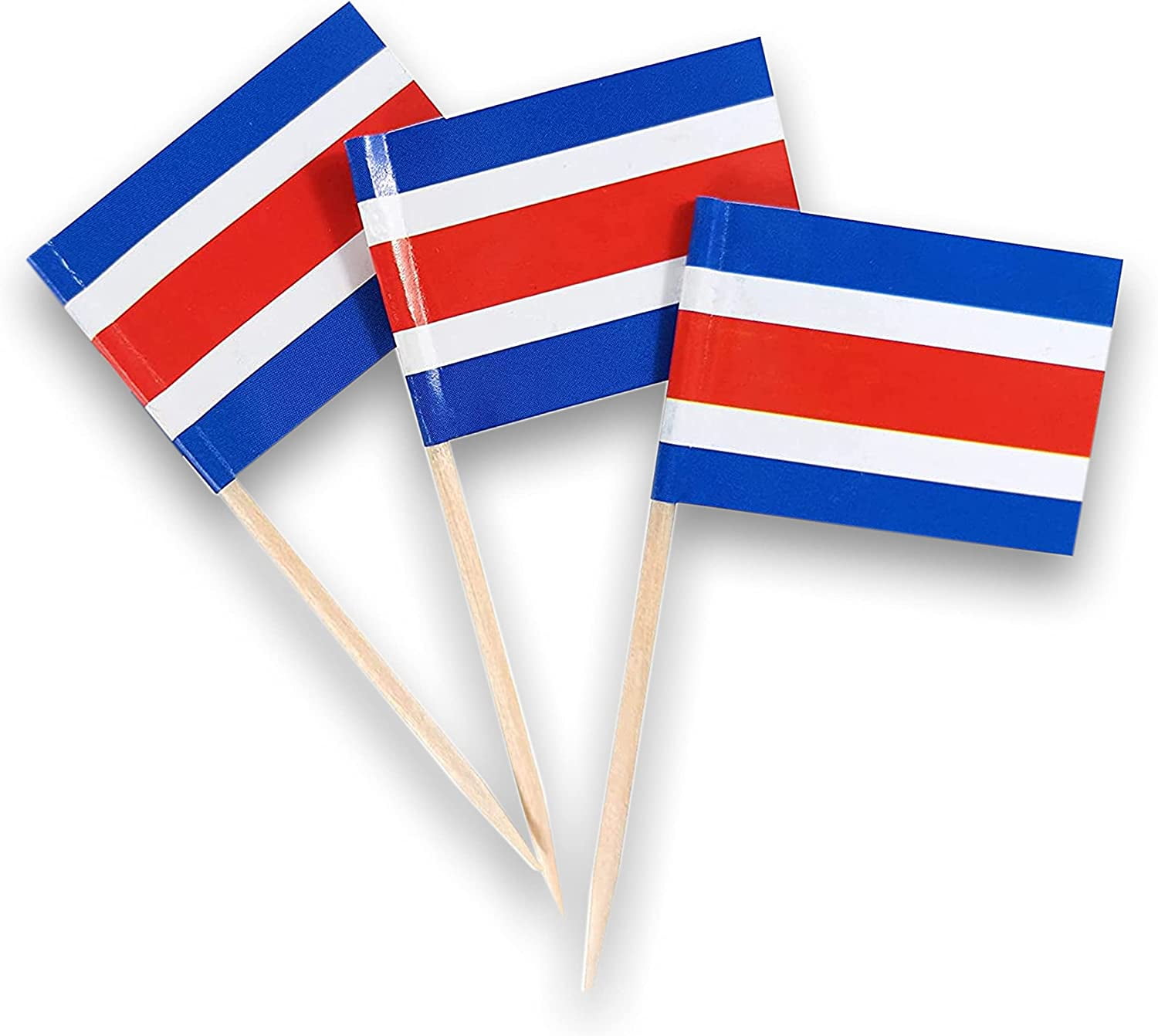 100 Pcs Costa Rica Toothpick Flags,Costa Rica Cupcake Toppers Flag,Food