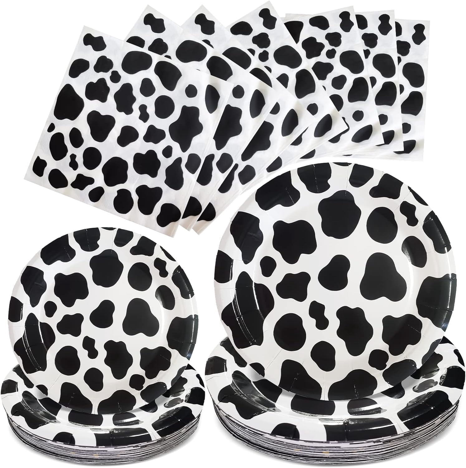 100 Pcs Cow Print Birthday Party Supplies,Includes 50 Pcs Cow Plates and 50 Pcs Cow Napkins,Disposable Cow Theme Party Supplies,Cow Theme Birthday Party Decorations (Cow Paper Plate)