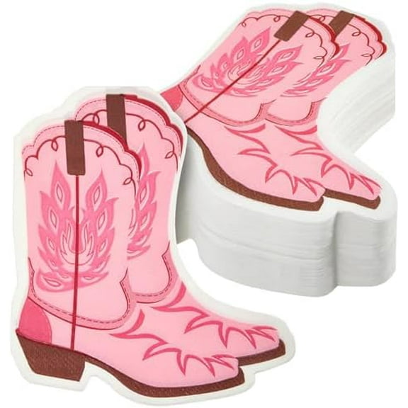 100 Pcs Cowgirl Napkins Western Baby Shower Decorations Western Party Napkin Cowgirl Boot Napkins for Party Supplies Birthday Dinner Table Decor$$Home Decor, Kitchen, & Other