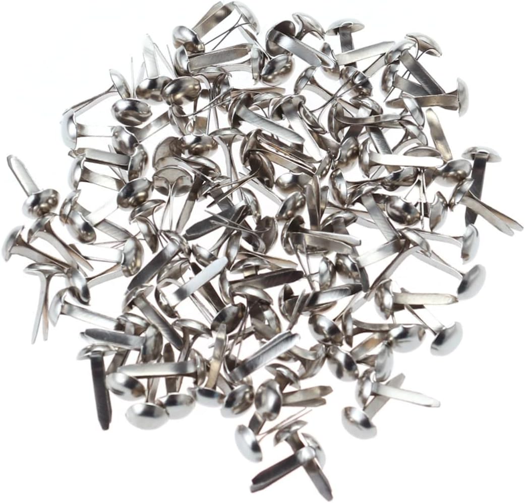 100 Pcs Craft Brads Paper Fasteners Round Brass Metal Pastel Brads