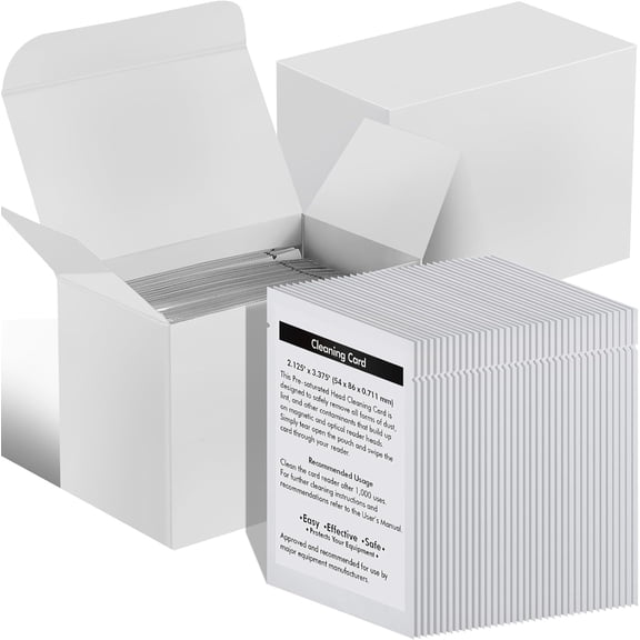 100 Pcs Credit Card Reader Cleaner Cards Dual Side Cr80 Reader Cleaning Scanner Cleaning Sheets Pos Swipe Terminal for Printer Optical Credit Machines