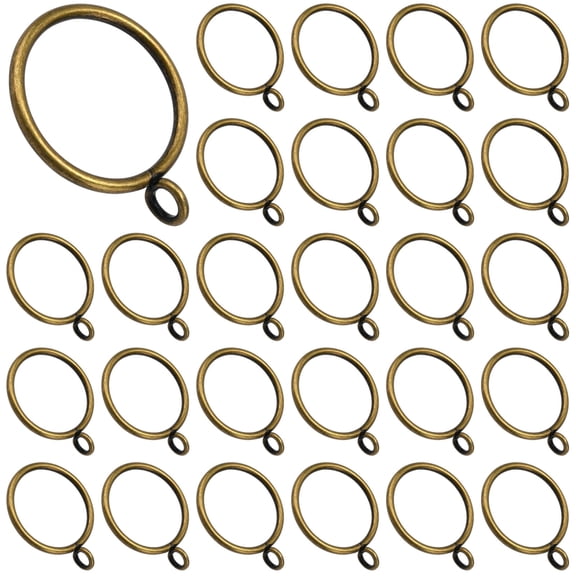 100 Pcs Curtain Rings with Eyelets, 38mm Antique Bronze Heavy Duty Drapery Rings, Metal Iron Rings for Standard Curtain Rods and Home Decor