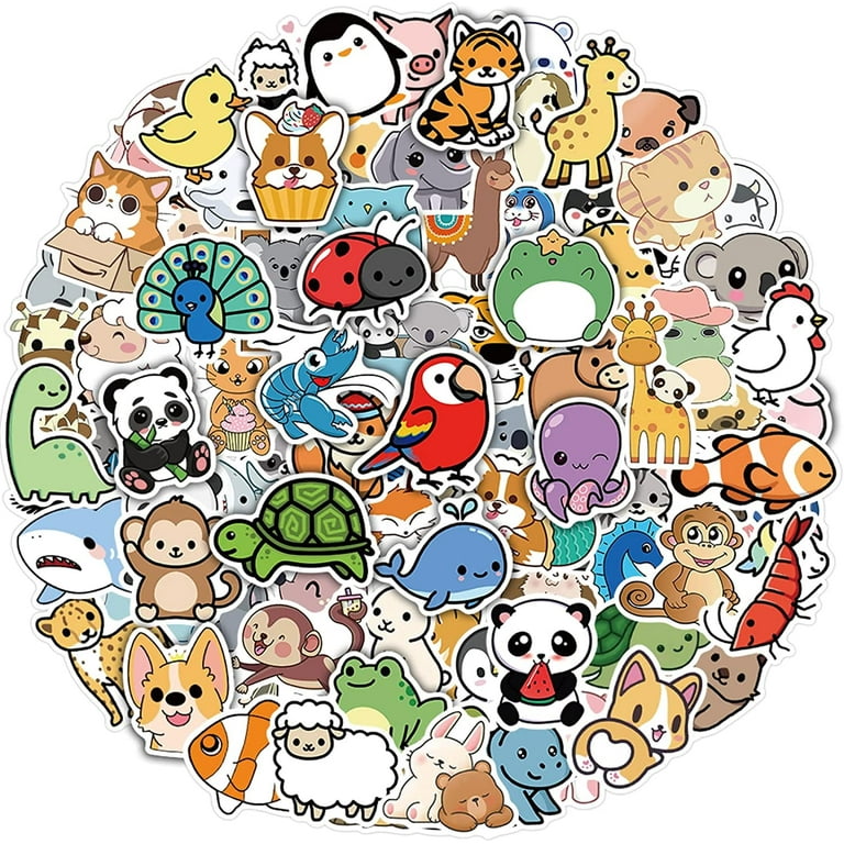 100 Pcs Cute Animal Stickers for Kids, Water Bottle Stickers Waterproof  Vinyl Hydroflask Phone Skateboard Laptop Stickers, Aesthetic Sticker Packs  for