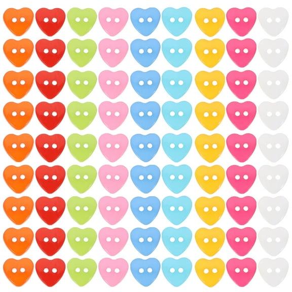 100 Pcs DIY Materials Crafts Assorted Small Buttons Novelty Heart Shaped Multicolor Child