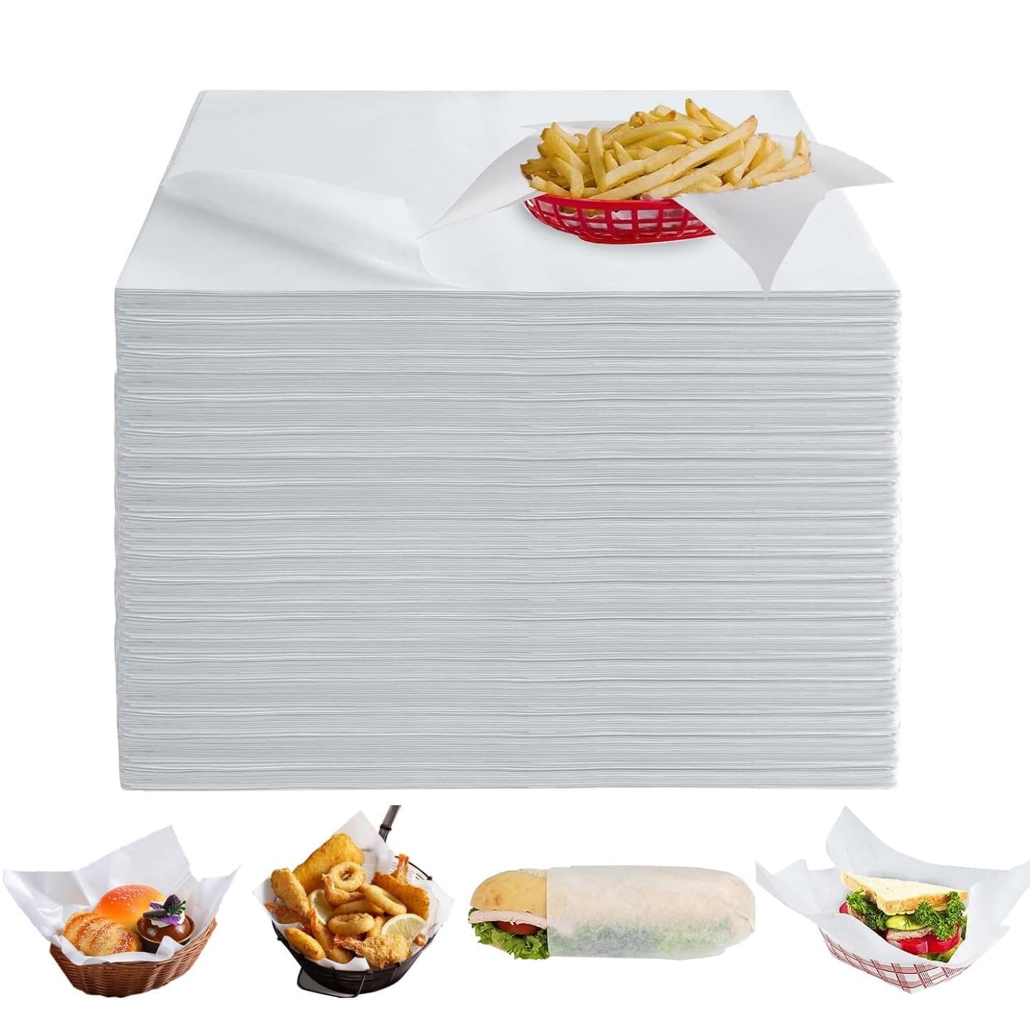 100 Pcs Deli Paper Sheets Parchment Paper Pre-Cut Baking Parchment Non-Stick Cookie Baking Paper Disposable Paper Sheets for Food Grease Resistant Sandwich Wrapping Paper,25x35cm,White,Topboutique