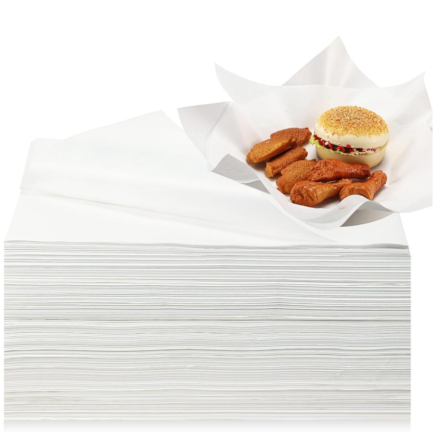 100 Pcs Deli Paper Sheets Proof Deli Wrappers White Parchment Paper Food Basket Paper Liners Food Wrapping Paper Sheets for Cookies Microwave Oven Picnic BBQ,White,10x14 inch,Topboutique