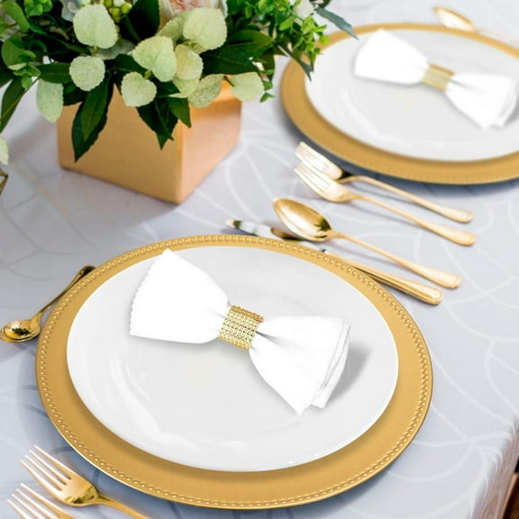 100 Pcs Dinner Table Setting Set, 50 13in Round Charger Plates and 50 Napkin Rings for Party Decoration