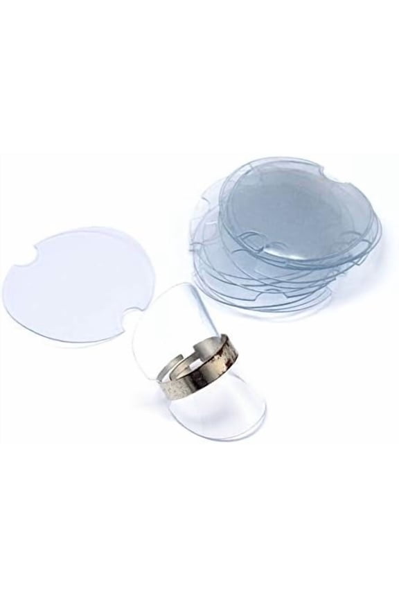 100 Pcs Disc Ring Displays Plastic Clear Jewelry Holder Wedding Ring Display Single Finger Rings Showcase Stand for Jewelry Weddings Rings Men Women Trade shows Stores Clear