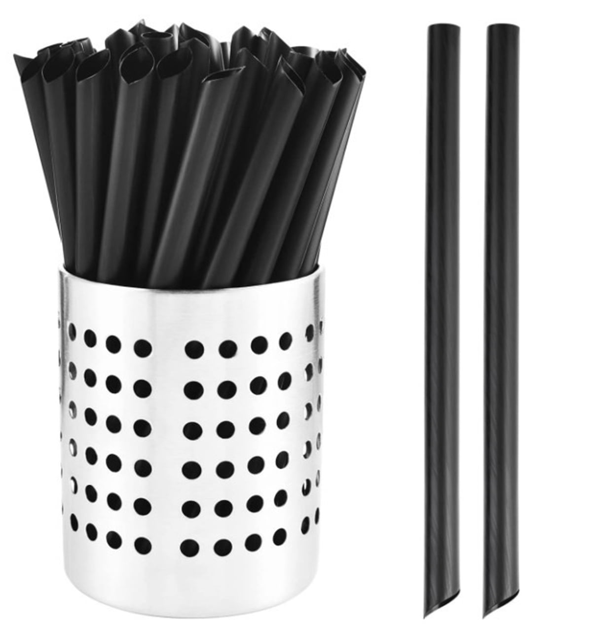 100 Pcs Disposable Black Milk Tea Straws,Plastic BPA FREE Bubble Tea