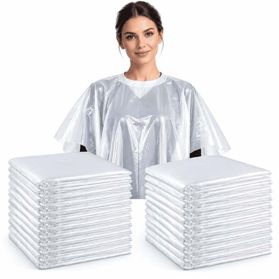100 Pcs Disposable Capes for Hair Stylist 51 x 36 Inch Disposable Capes Hair Salon Haircutting Cape Plastic Barber Cape Waterproof Shampoo Apron for Barbers, Beauty Salon, Hairs Dye, Perming