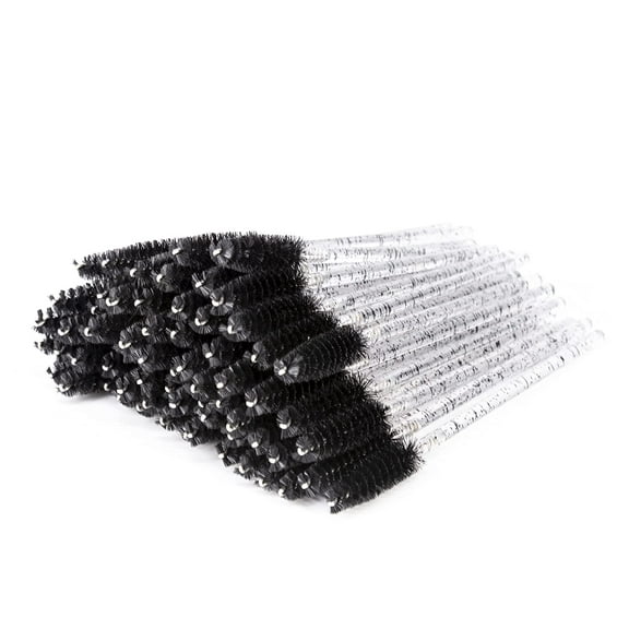 100 Pcs Disposable Eyelash Brushes, Eye Lash Brush, Spoolies for Eyelash Extensions(Crystal Black)