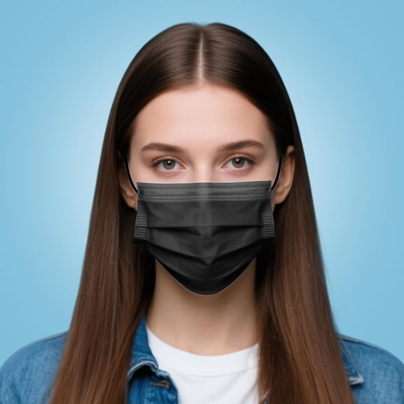 100 Pcs Disposable Face Masks, 3 Ply Face Masks Black Disposable Mask, (Disposable face mask)