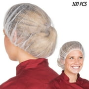 100 Pcs Disposable Hair Net White Bouffant Caps 21 Non Woven Head Cover Medical
