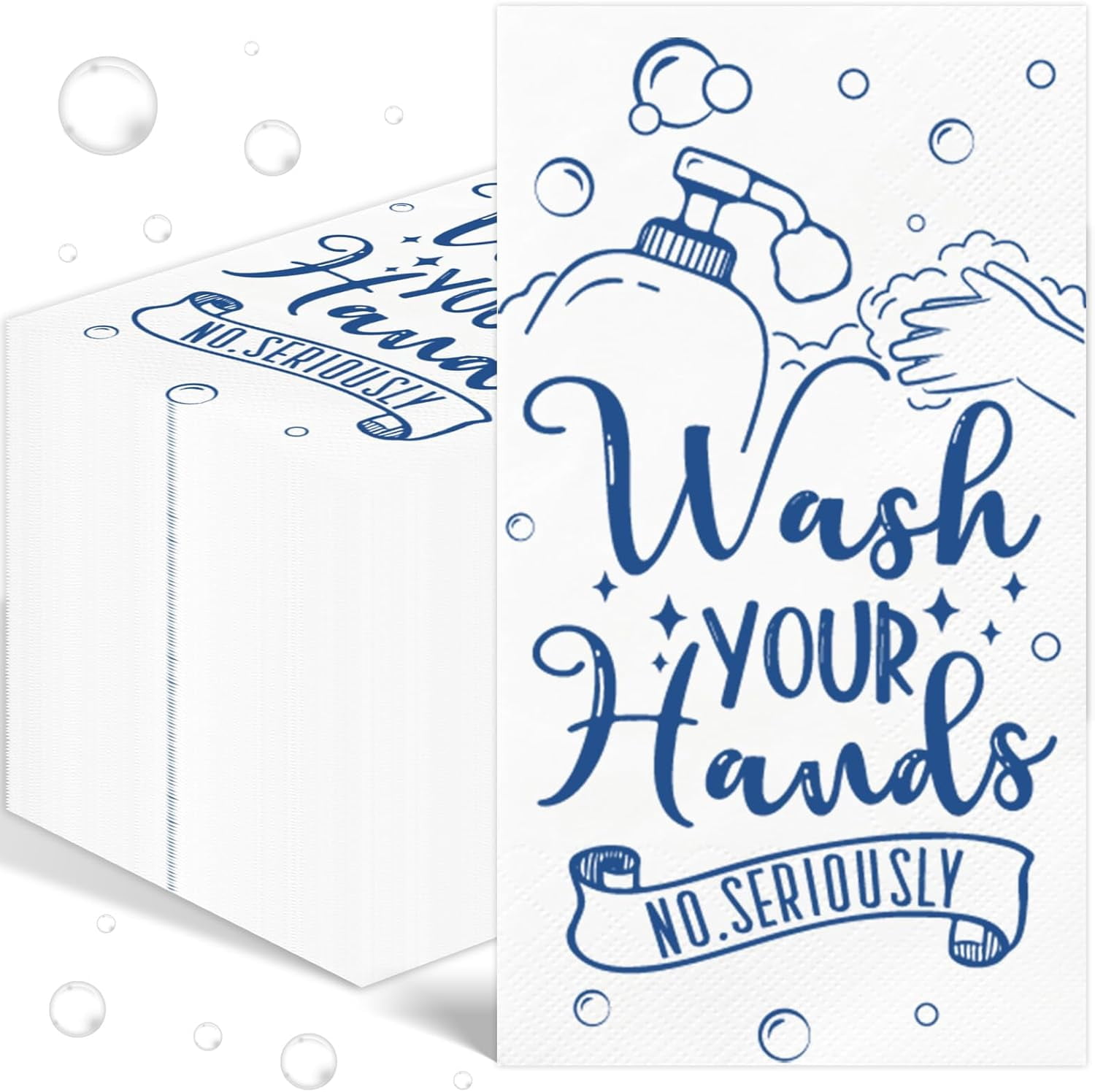100 Pcs Disposable Hand Towels for Bathroom Paper Towels for Guests 3 Ply Wash Your Hands Bathroom Etiquette Guest Napkins for Powder Room Wedding Birthday Holiday Anniversary, Black White