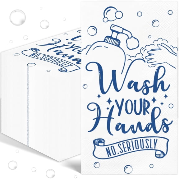 100 Pcs Disposable Hand Towels for Bathroom Paper Towels for Guests 3 Ply Wash Your Hands Bathroom Etiquette Guest Napkins for Powder Room Wedding Birthday Holiday Anniversary, Black White