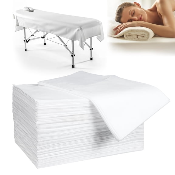 100 Pcs Disposable Massage Table Sheets,31" x 71" Massage Table Cover,Disposable Bed Sheets,sbanas desechables para camillaNon Woven Fabric SPA Massage Bed Cover for Massage Beauty Tattoos(White)