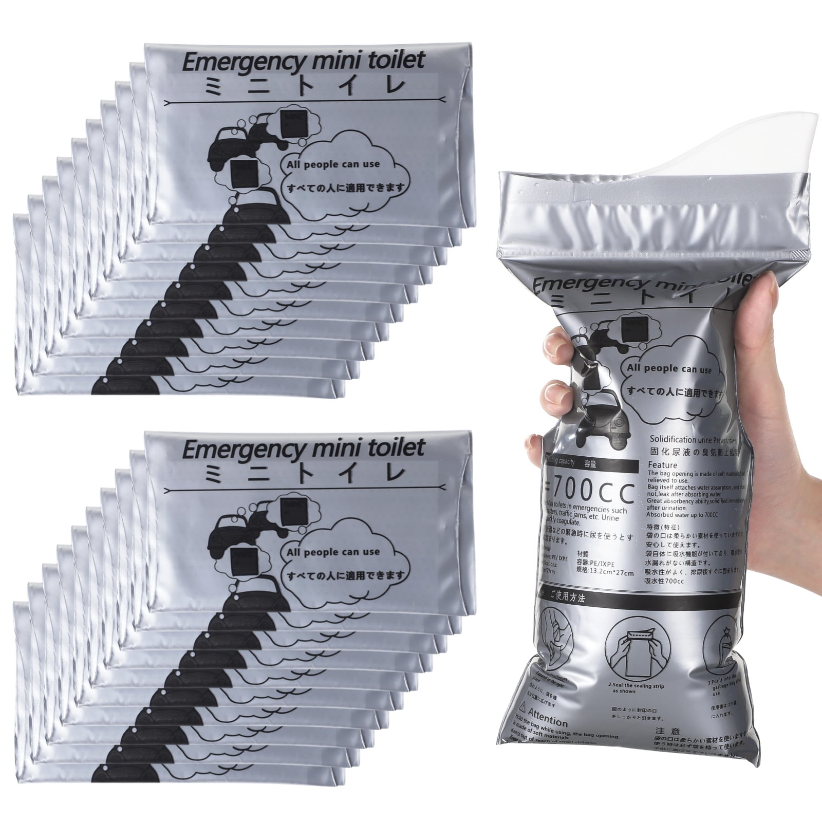 100 Pcs Disposable Pee Bags, Unisex Emergency Urine Bags, Portable Travel Urinal Bags, Leak-Proof Vomit Bags, Toilet Bags for Traffic Jams, Pregnant Women, Patients, 700 ml/23.7 oz